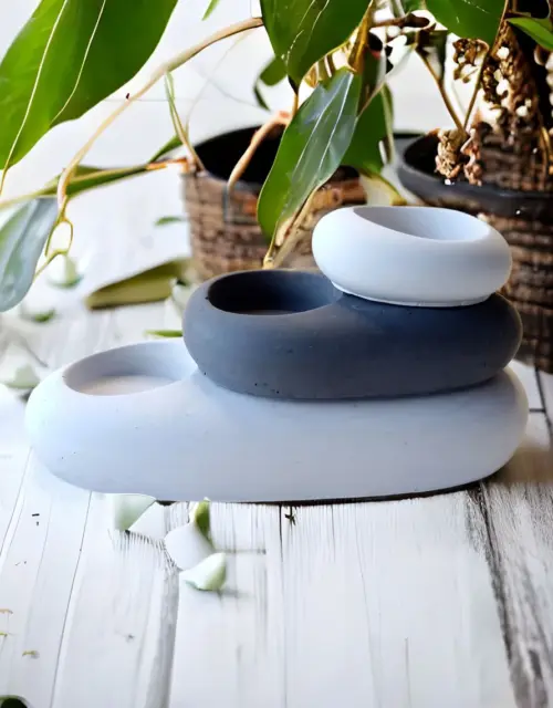 Nordic candle holder, handmade gifts, tealight holder, pebble candle holder, home gift