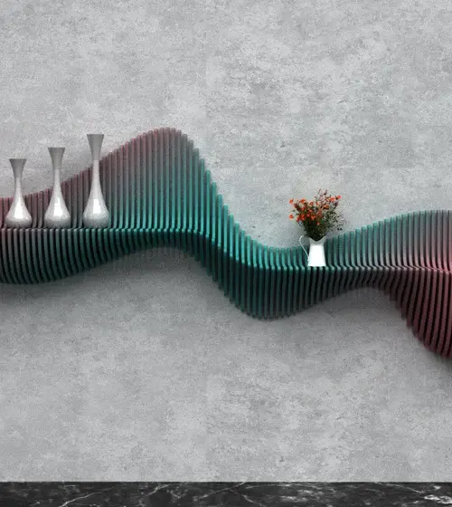 Parametric Wavy Wooden Wall Decor 56 / Shelf Design / Digital files for wood cutting machines