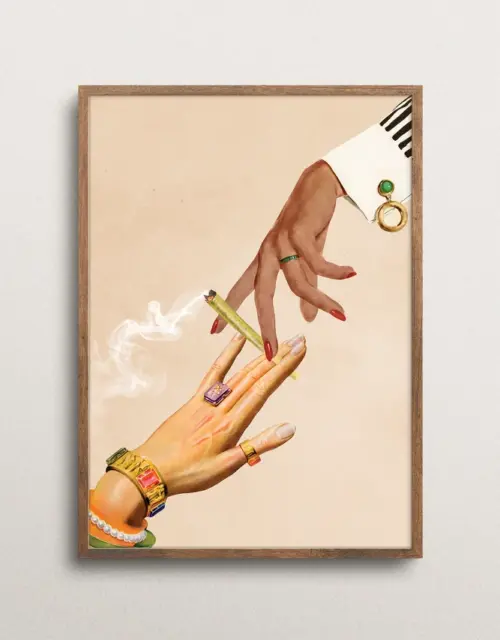 Deep Talks (Cannabis Art Print, Surreal Collage Art, Weed Print, Trippy Wall Art, Retro Wall Art